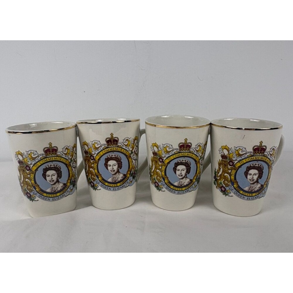 Queen Elizabeth II Silver Jubilee Mugs Set 4 Weatherby Hanley Vintage 1977